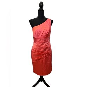 David’s Bridal HOT PINK One Shoulder Dress